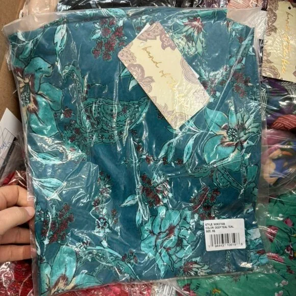 A4. XS - BOG Band of the Free - Floral Deep Teal Sleeveless Midi Dress NEW - Picture 7 of 7